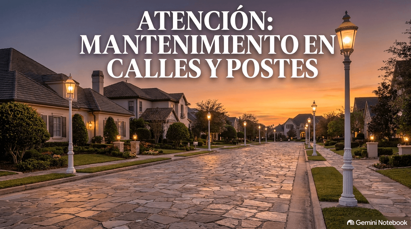 Aviso Importante: Mantenimiento de Empedrado y Postes de Luz en Coto Séneca B